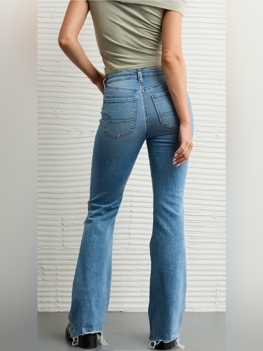 American Eagle Super High-Rise Next Level Stretch Curvy Flare Crystal Ice 2 Long